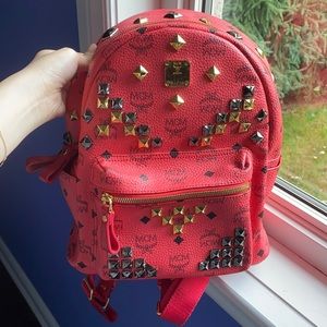 Authentic MCM red backpack